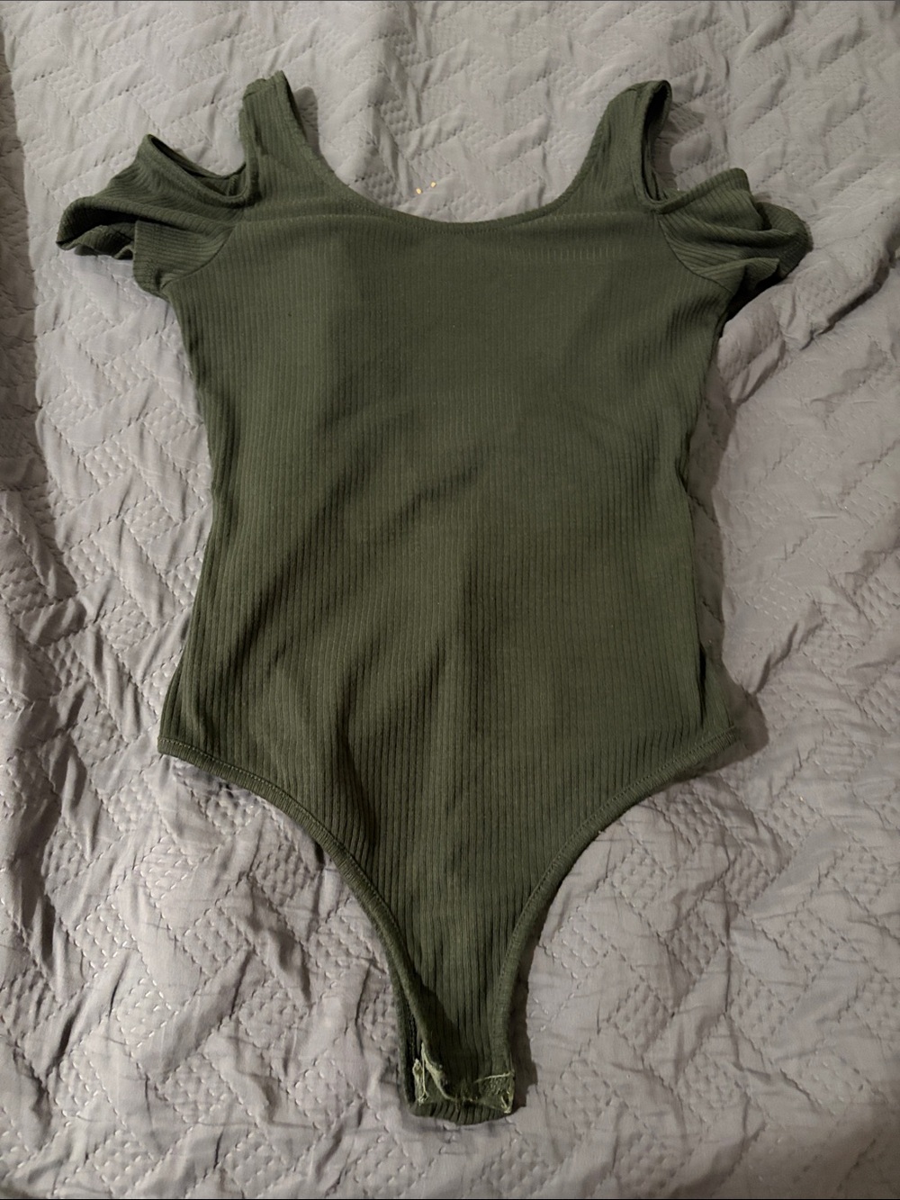 Forever 21 Kids Olive Ribbed Cold-Shoulder One-Piece